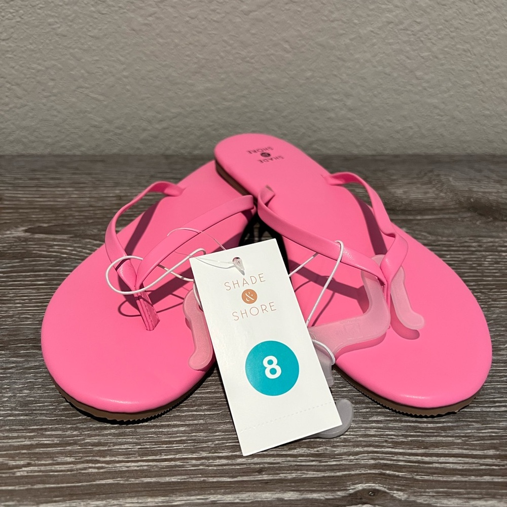 Shade & Shore Pink Flip-Flop slides Sandals Thong Style sz 8